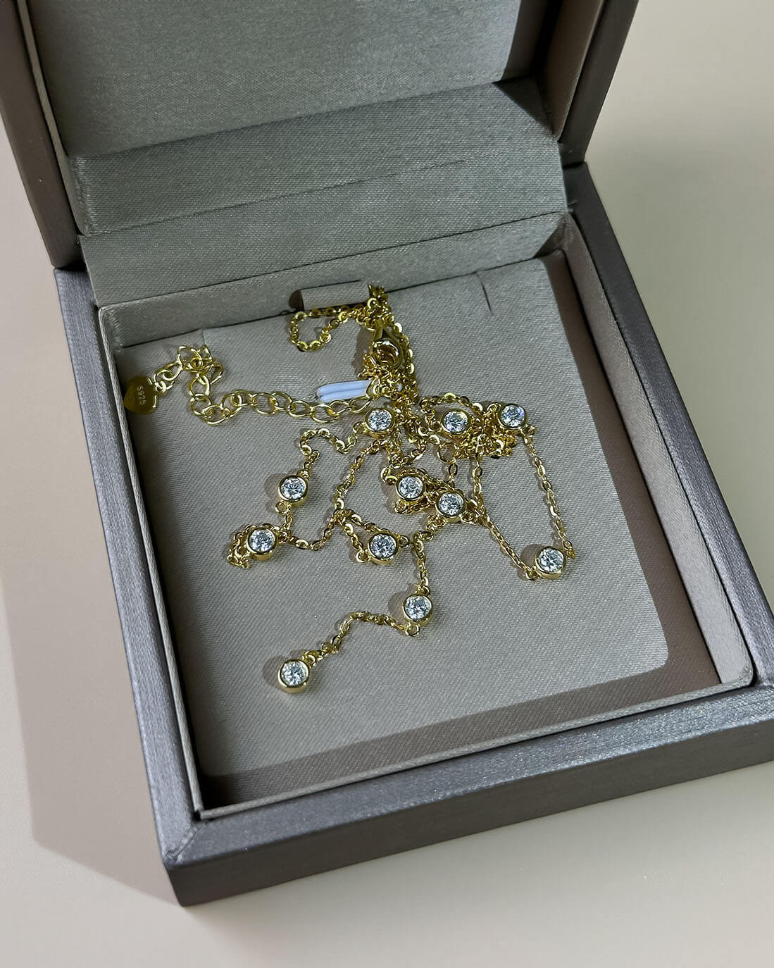 Sleek Diamond Pendant Necklace with Subtle Y-Shape-Opreshyne