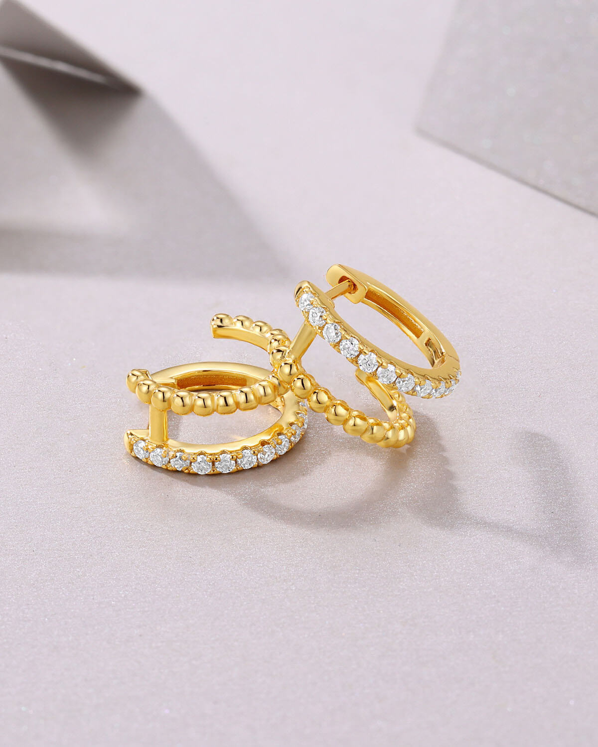 Small Diamond Earrings – Double Hoop Elegance-Opreshyne