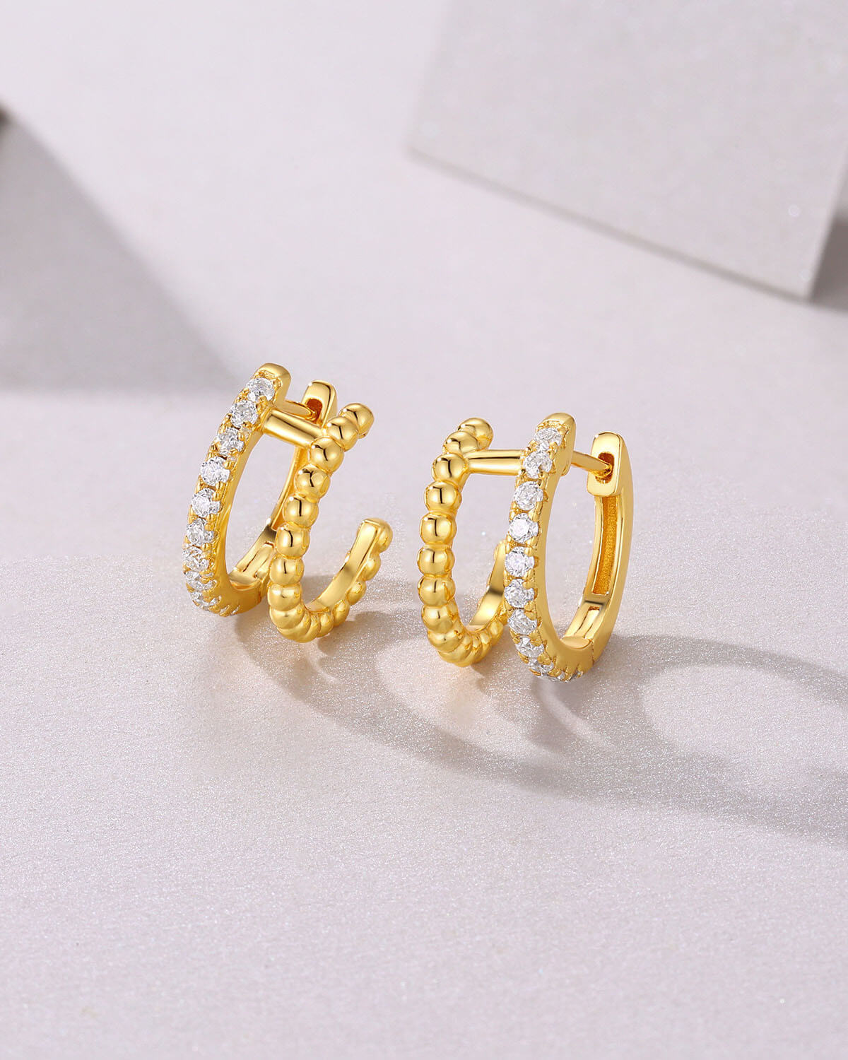 Small Diamond Earrings – Double Hoop Elegance-Opreshyne