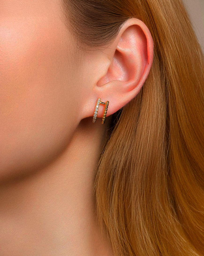 Small Diamond Earrings – Double Hoop Elegance-Opreshyne