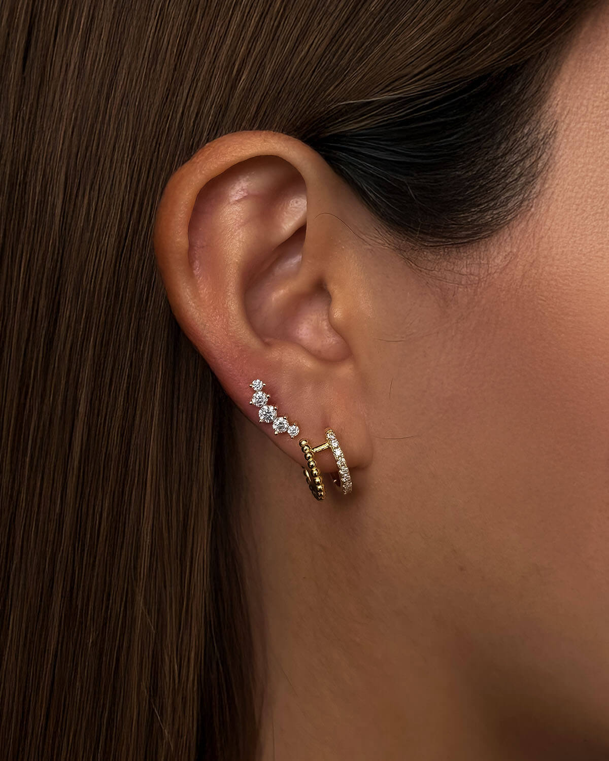 Small Diamond Earrings – Double Hoop Elegance-Opreshyne