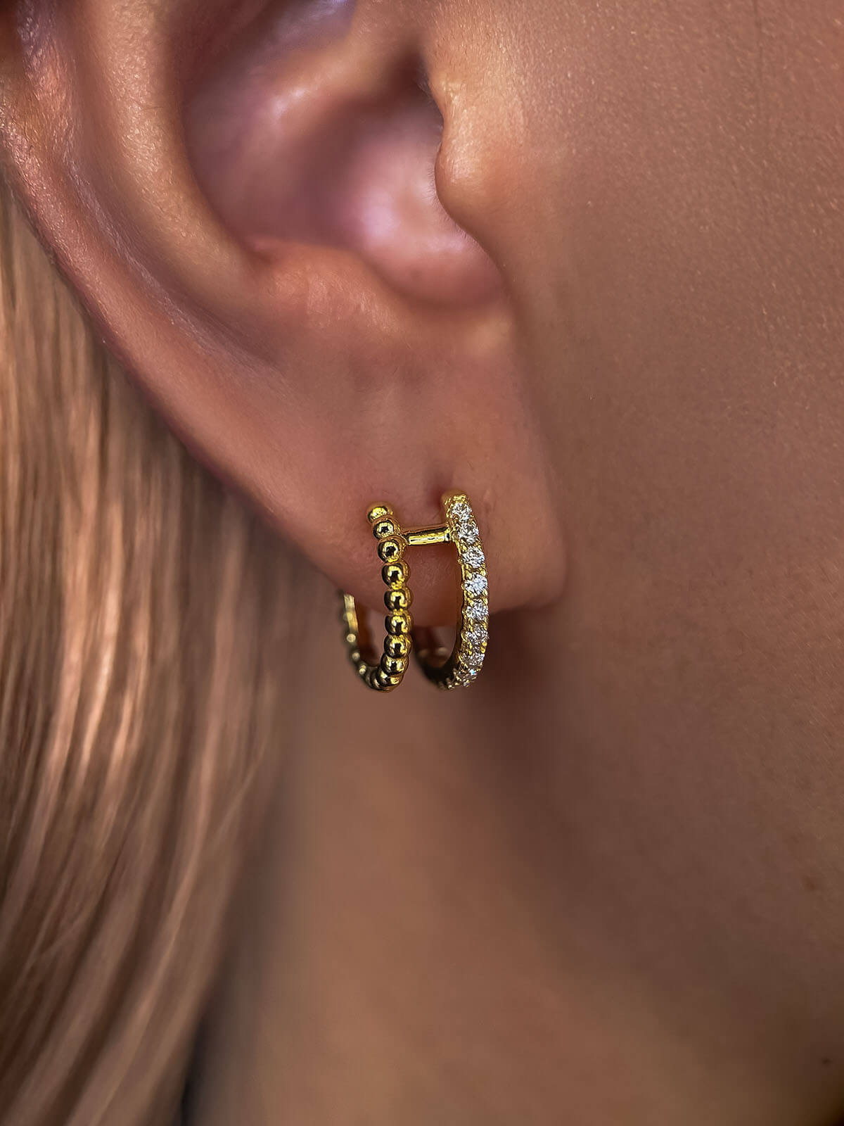 Small Diamond Earrings – Double Hoop Elegance-Opreshyne
