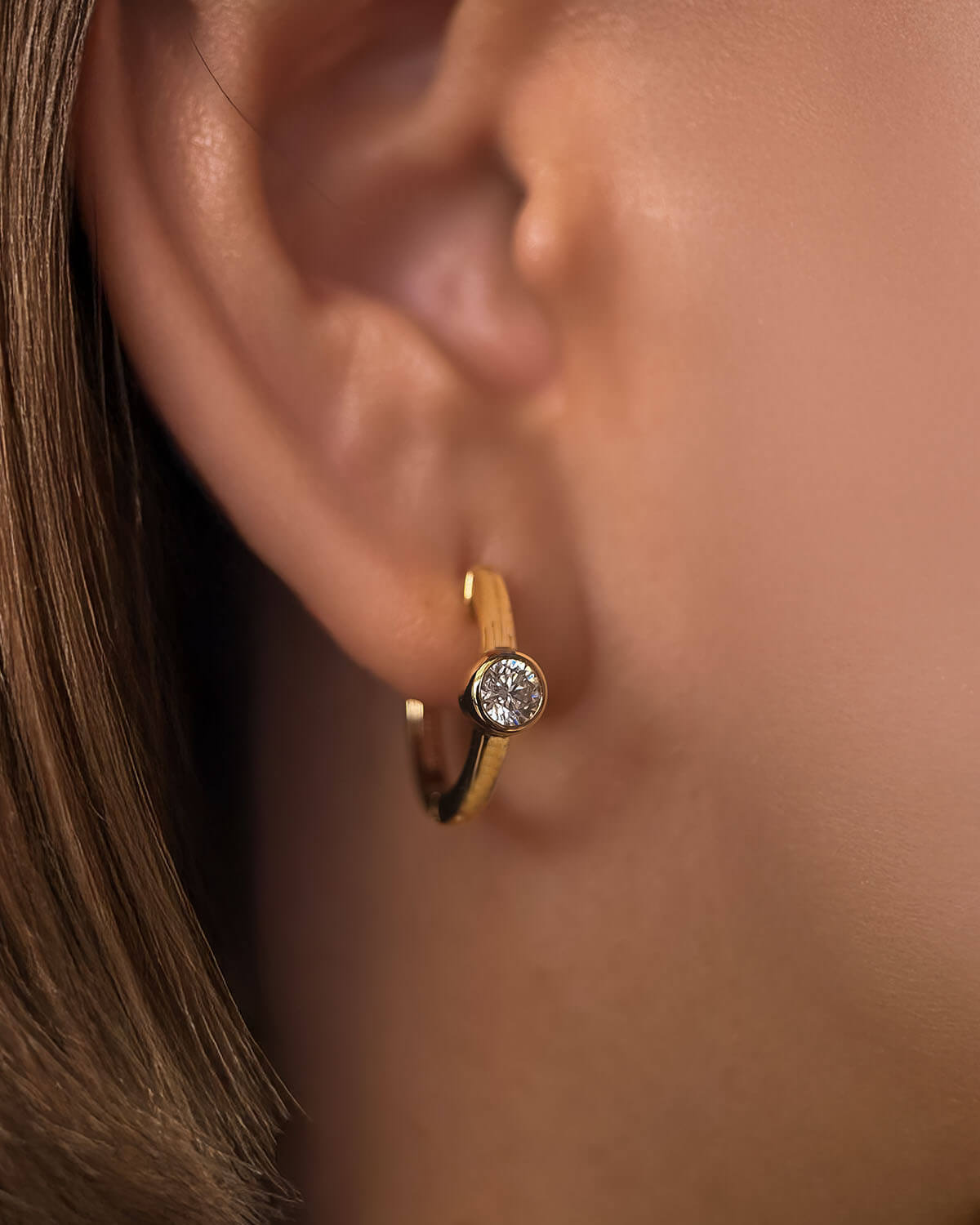 Small Diamond Earrings – Minimalist Hoop Design-Opreshyne