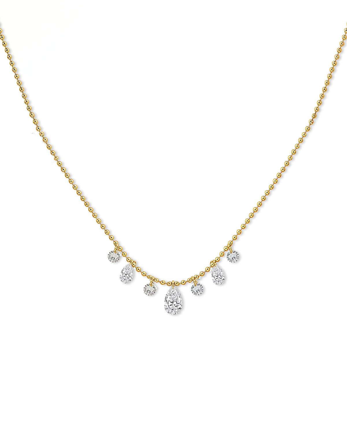 Small Diamond Necklace | 14K Gold Pear Cut Lab Grown Diamond Necklace