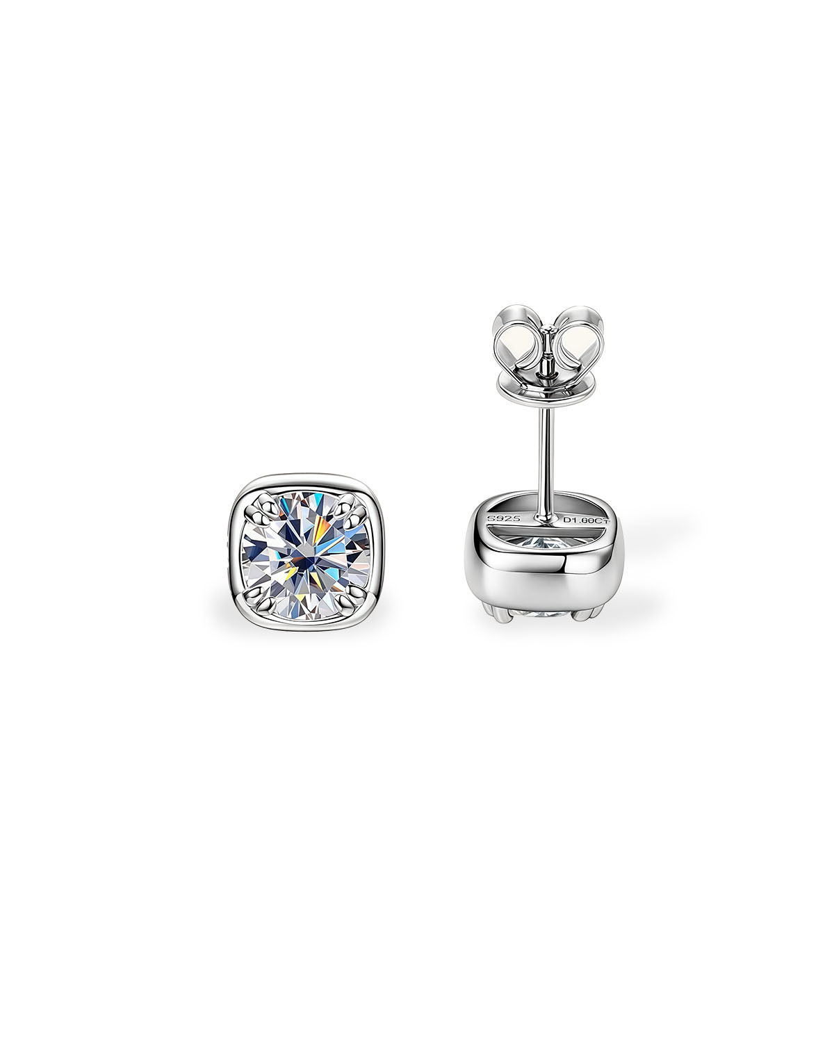 Solo Cube – Square Moissanite Stud Earrings