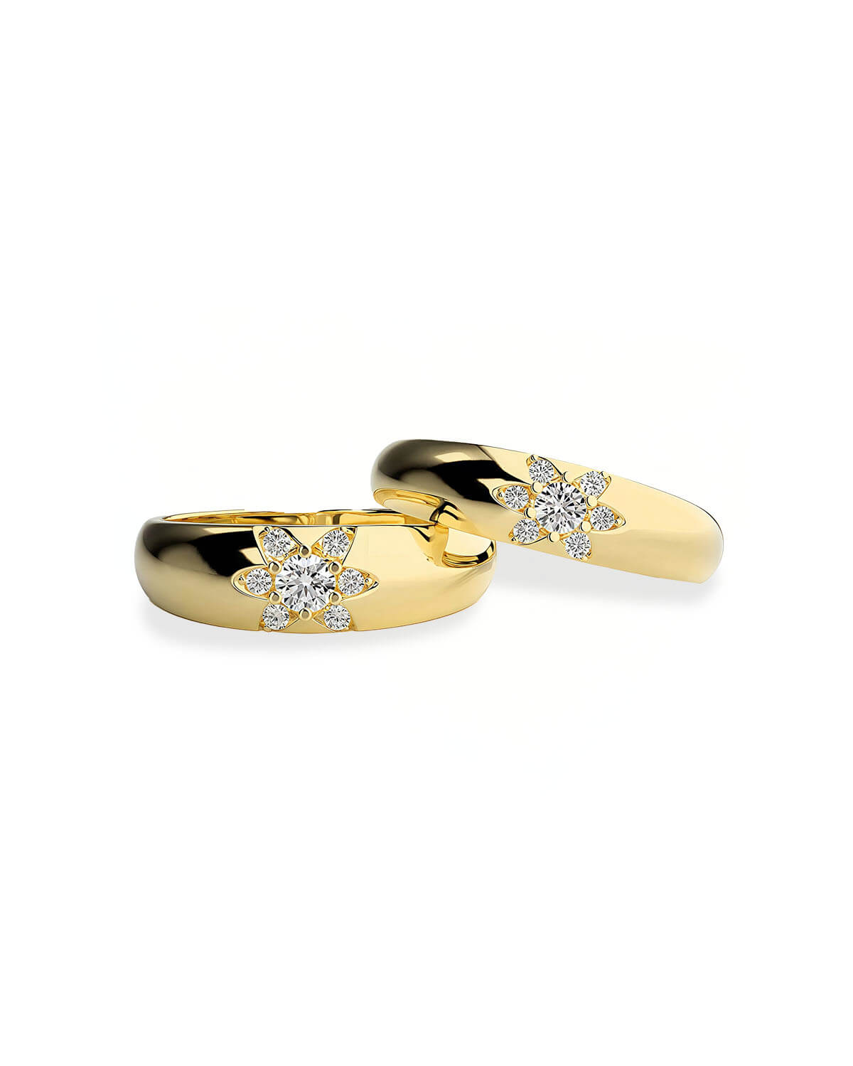 thumbnail image 2 of Two Tone Gold Sunflower Engagement Ring With Natural Diamond Unique Flower Ring 2 of 9