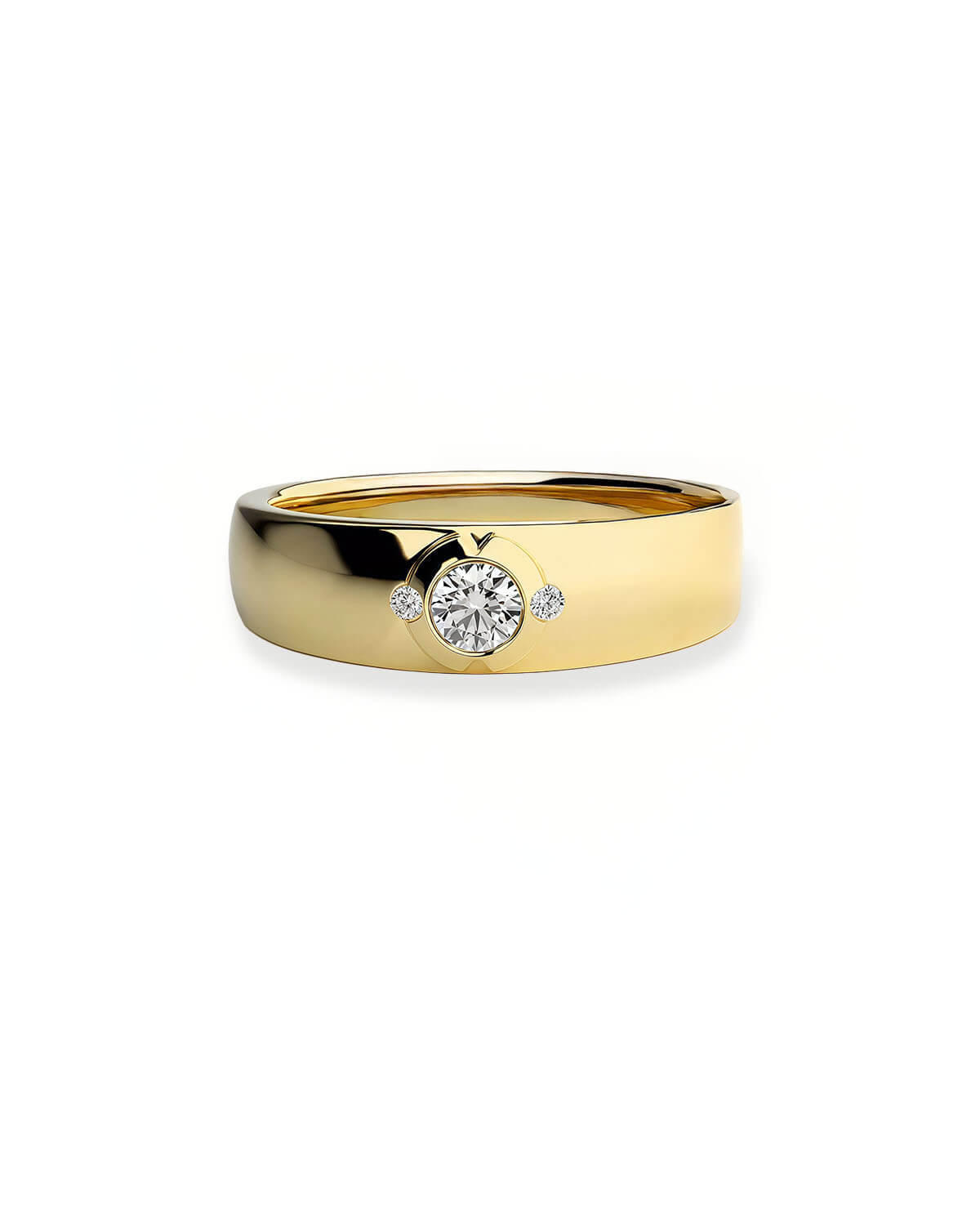 Couples Promise Rings | Three Stone Symbolic Gold Bands