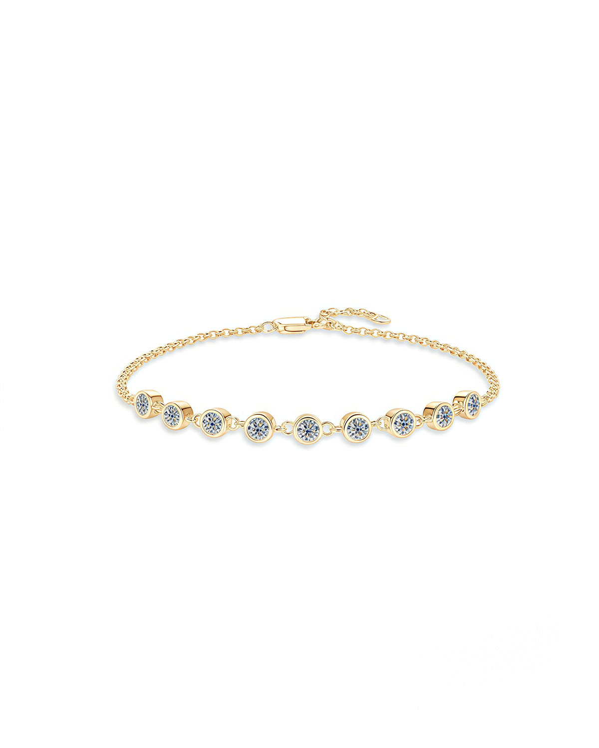 Timeless Gold Bracelet 14K with Moissanite Stones-Opreshyne