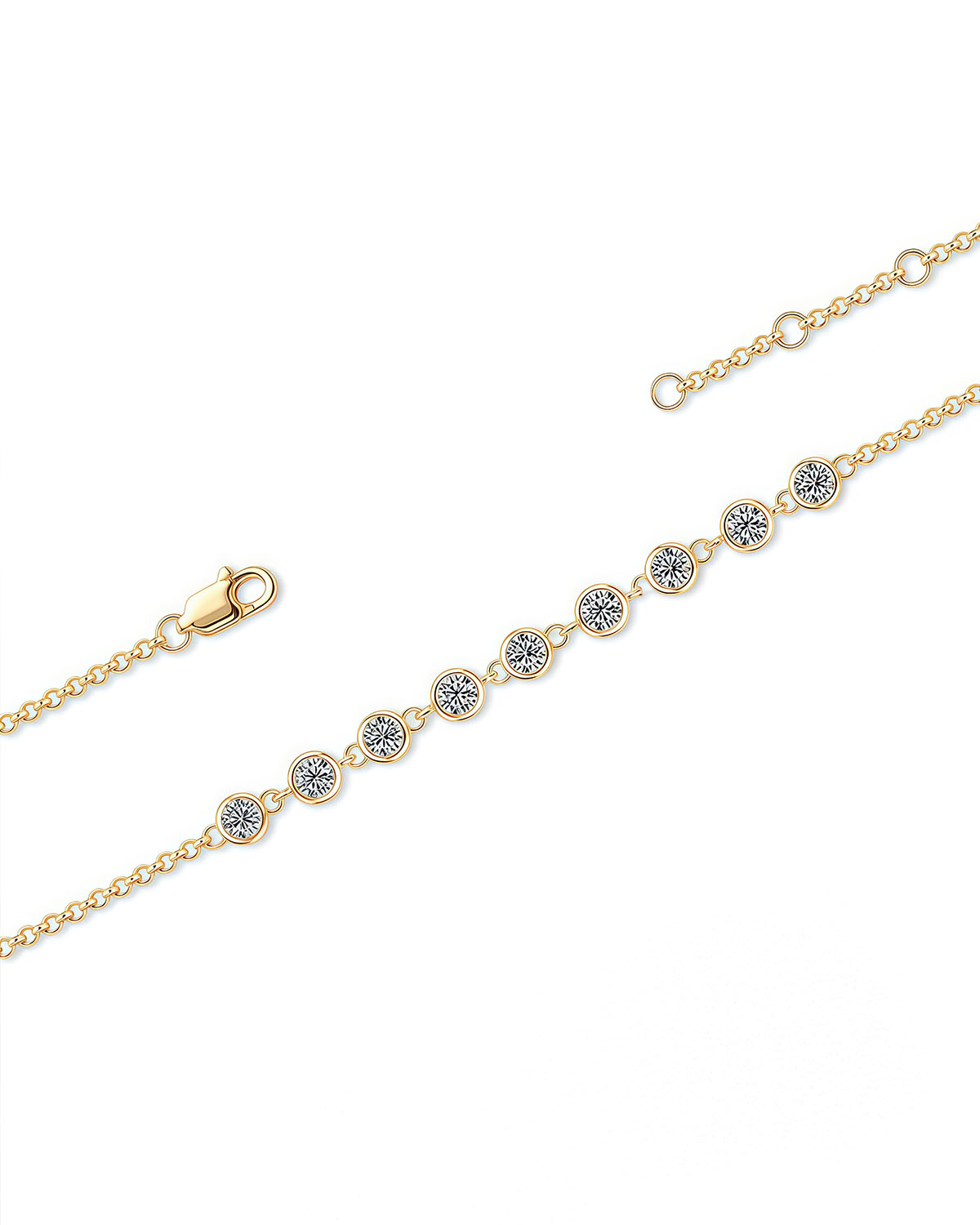 Timeless Gold Bracelet 14K with Moissanite Stones-Opreshyne
