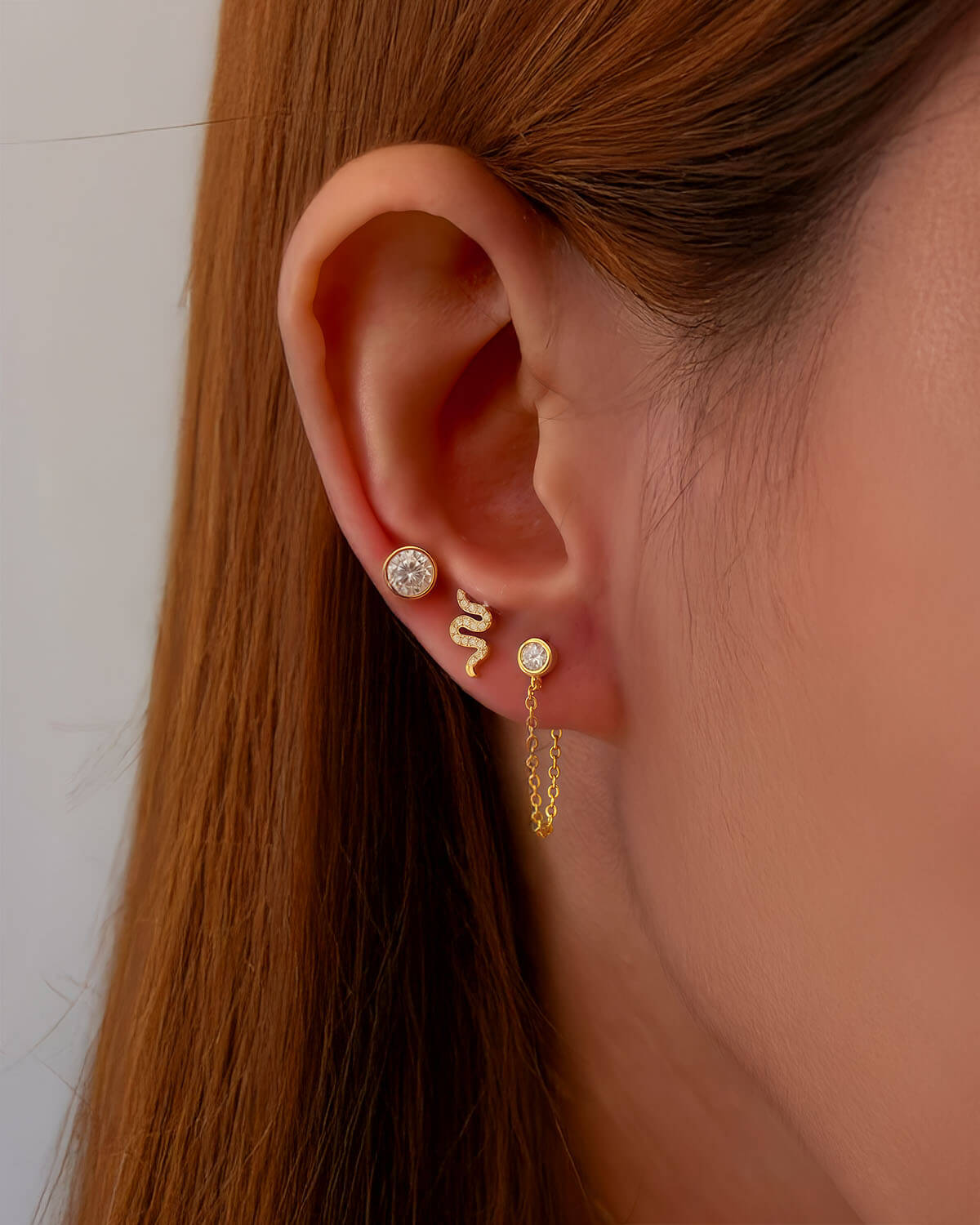 Luna Grace – Bezel Set Moissanite Gold Stud Earrings