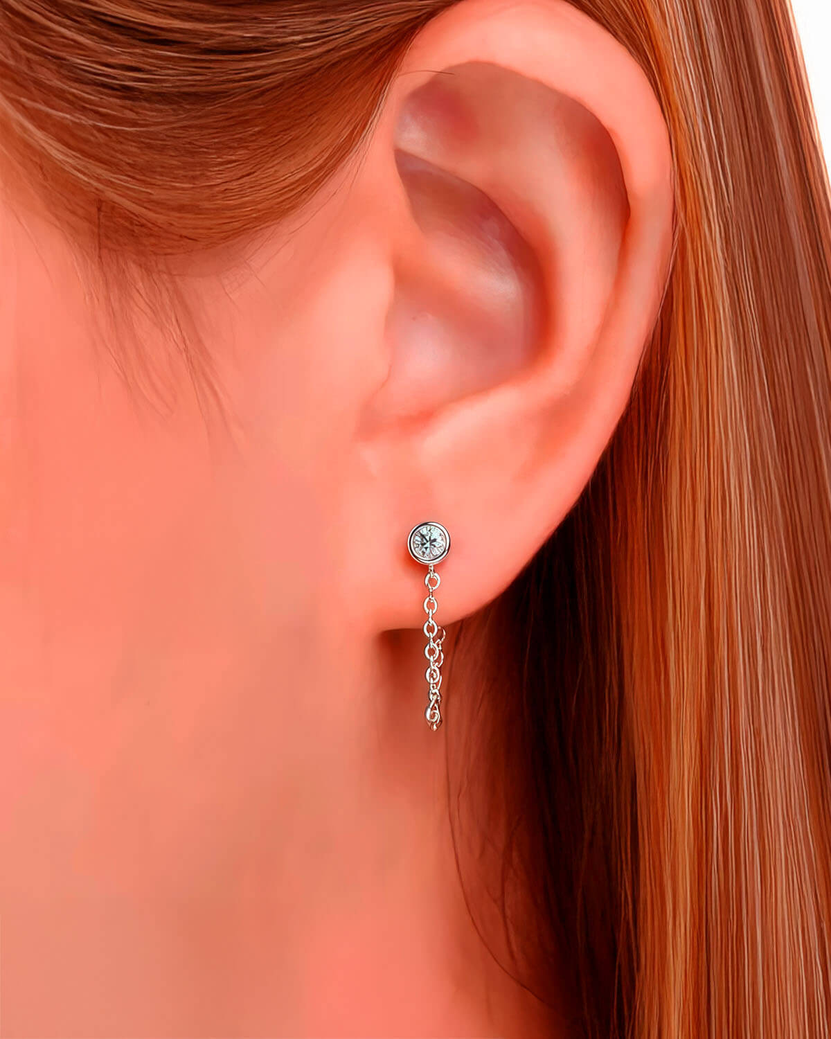 Golden Glow – Moissanite Chain Stud Earrings