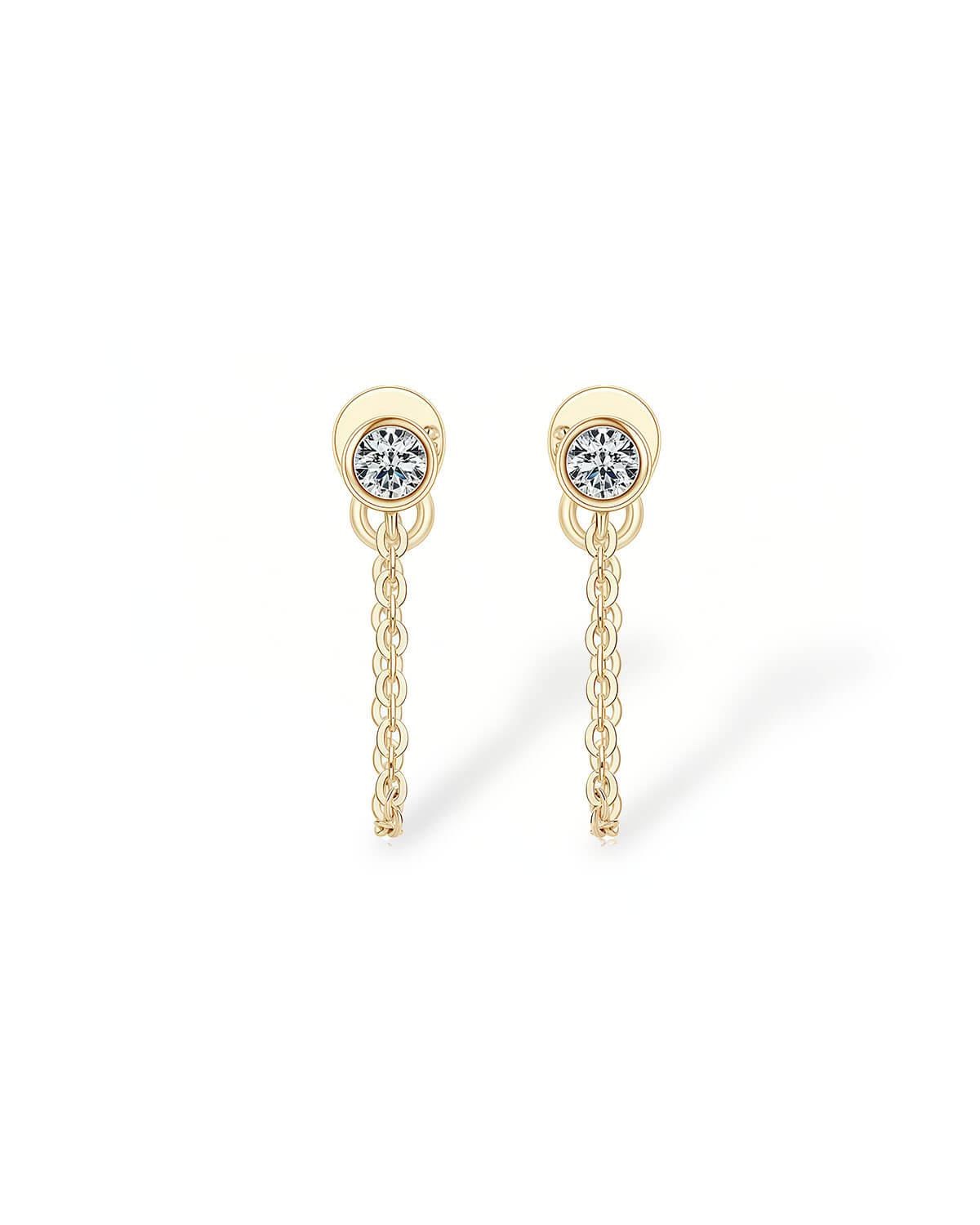 Golden Glow – Moissanite Chain Stud Earrings