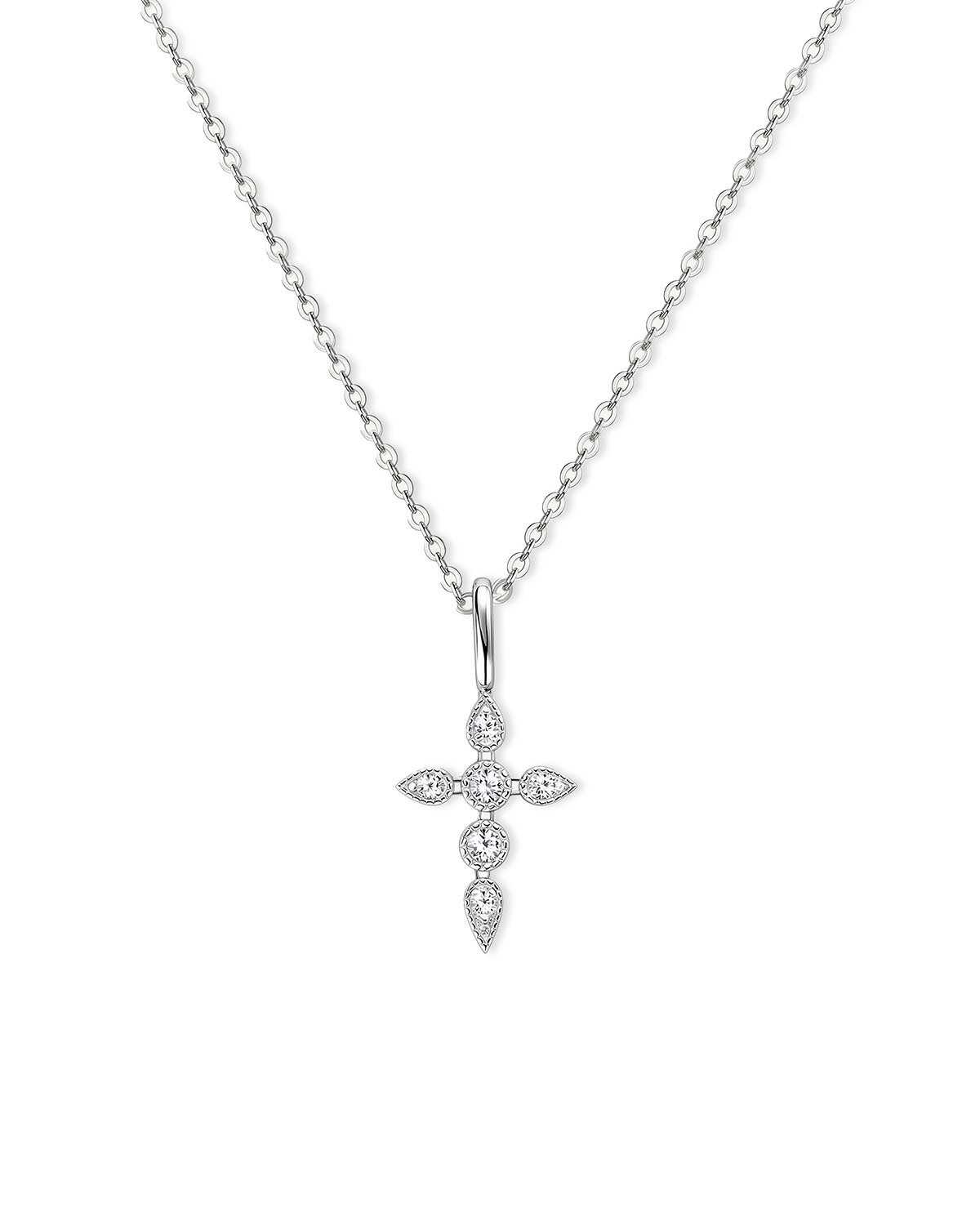 14k Gold Diamond Cross Pendant Necklace