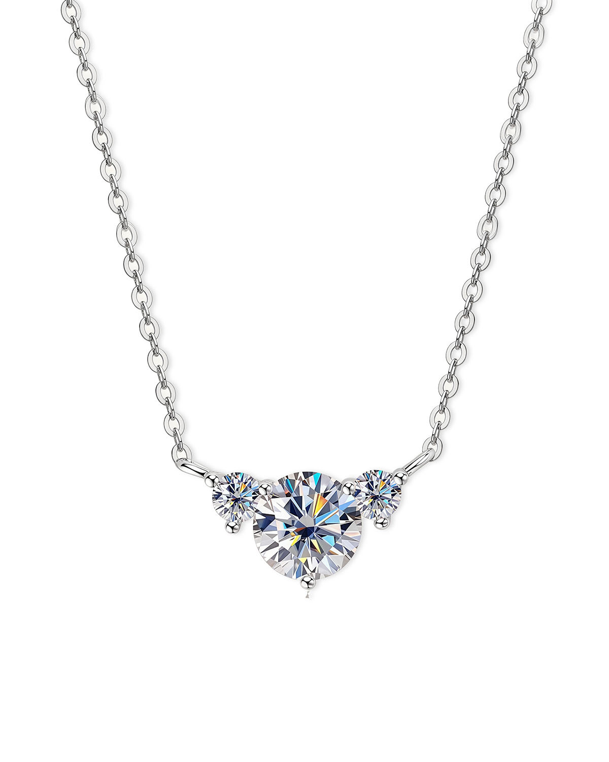 Trio Beam – Three Stone Radiant Necklace