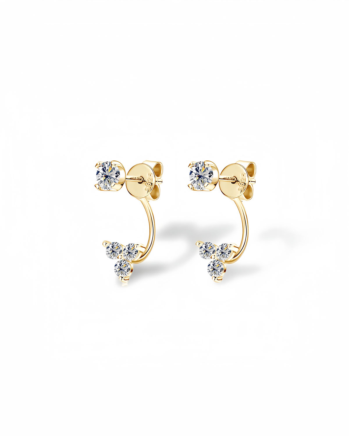 Unique 14K Gold Huggie Earrings with Moissanite-Opreshyne