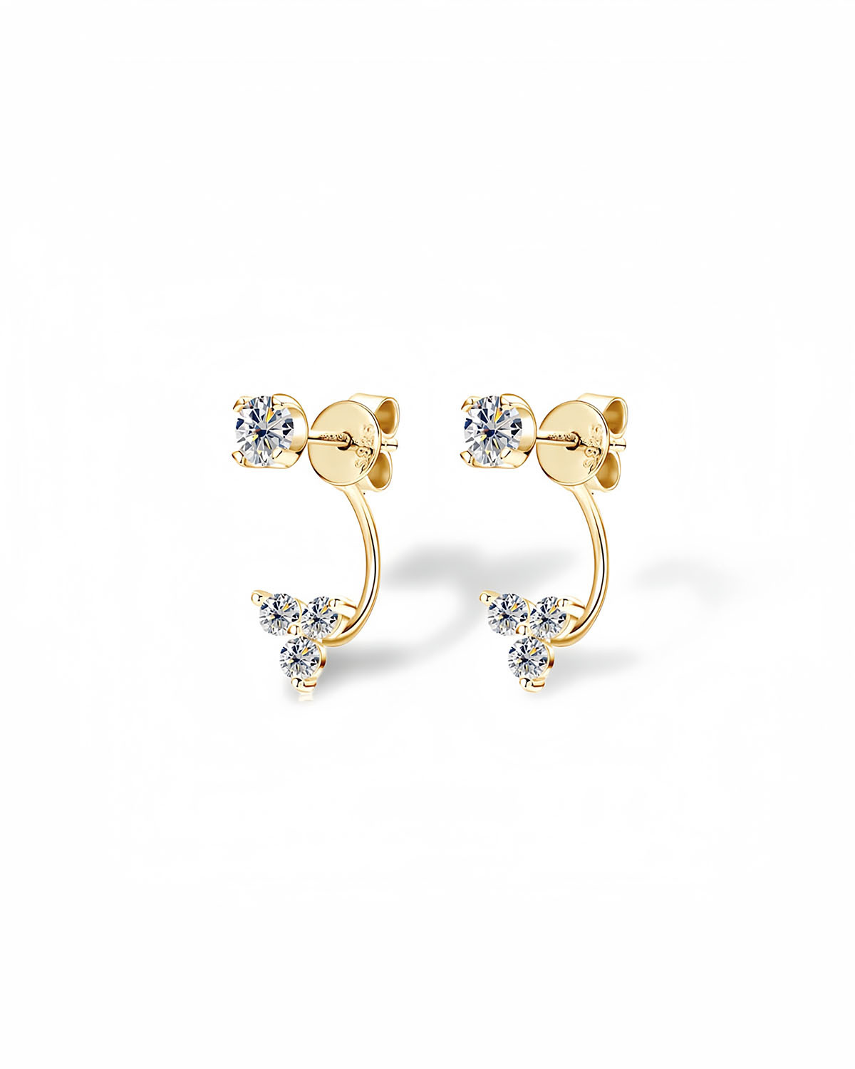 Unique 14K Gold Huggie Earrings with Moissanite-Opreshyne