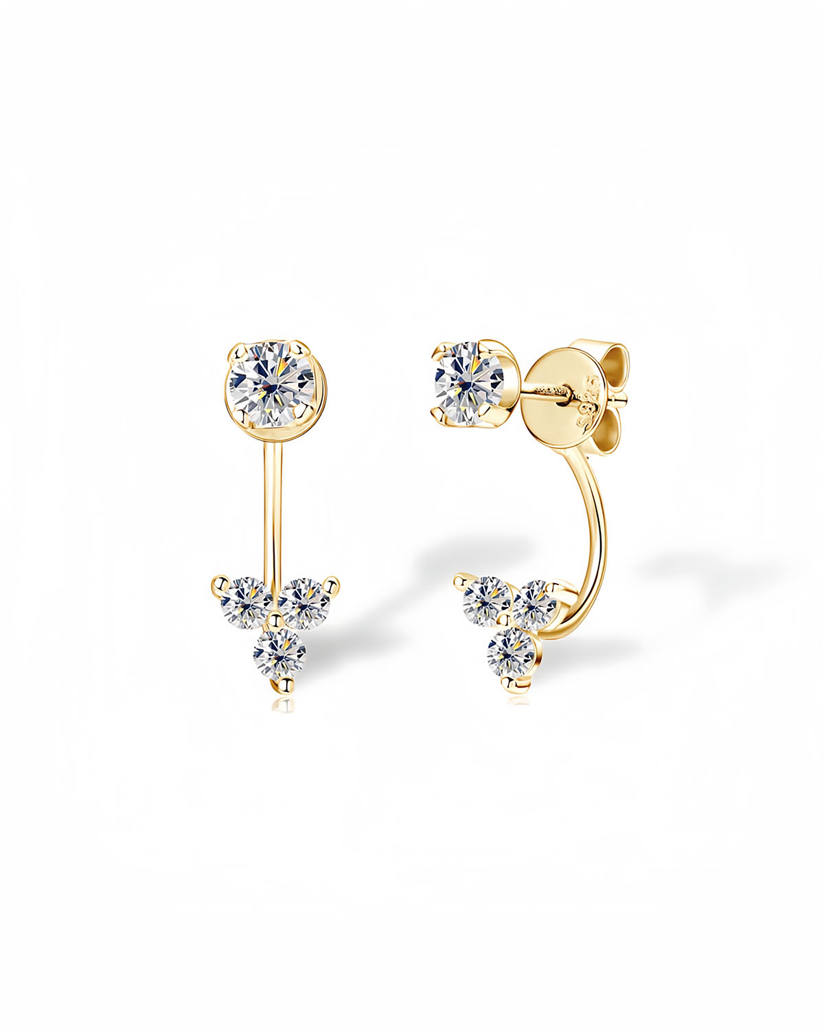 Unique 14K Gold Huggie Earrings with Moissanite-Opreshyne