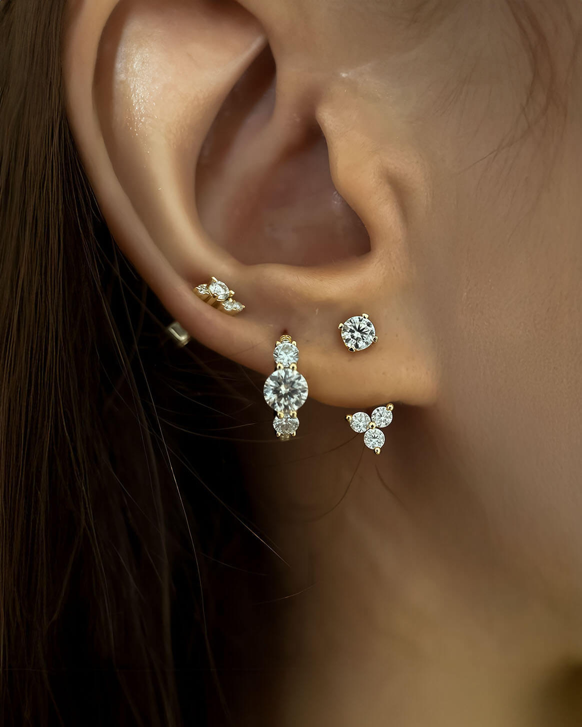 Radiant Small Diamond Stud Earrings with Moissanite-Opreshyne