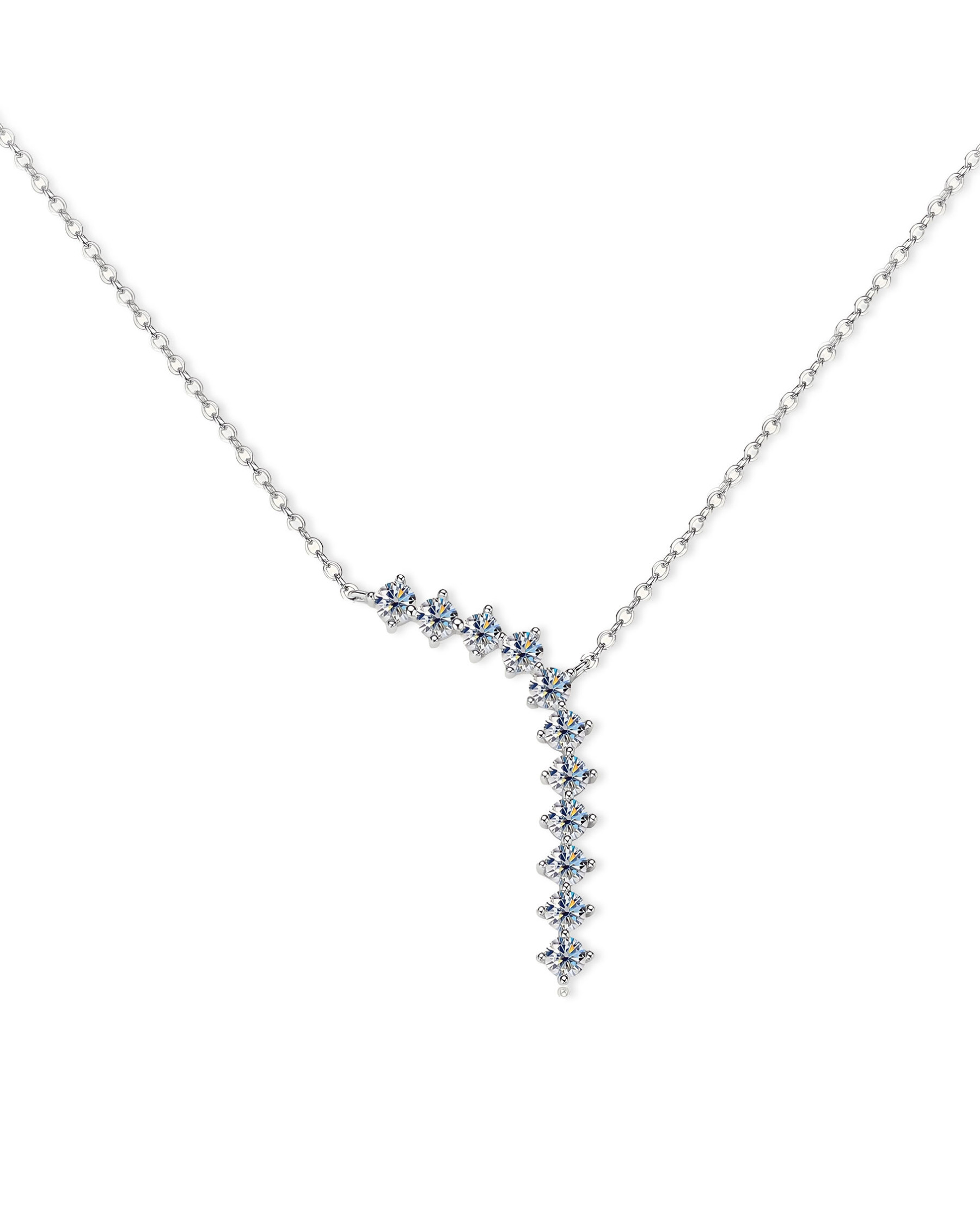 Diamond Bezel Necklace | Moissanite Sparkle Opreshyne
