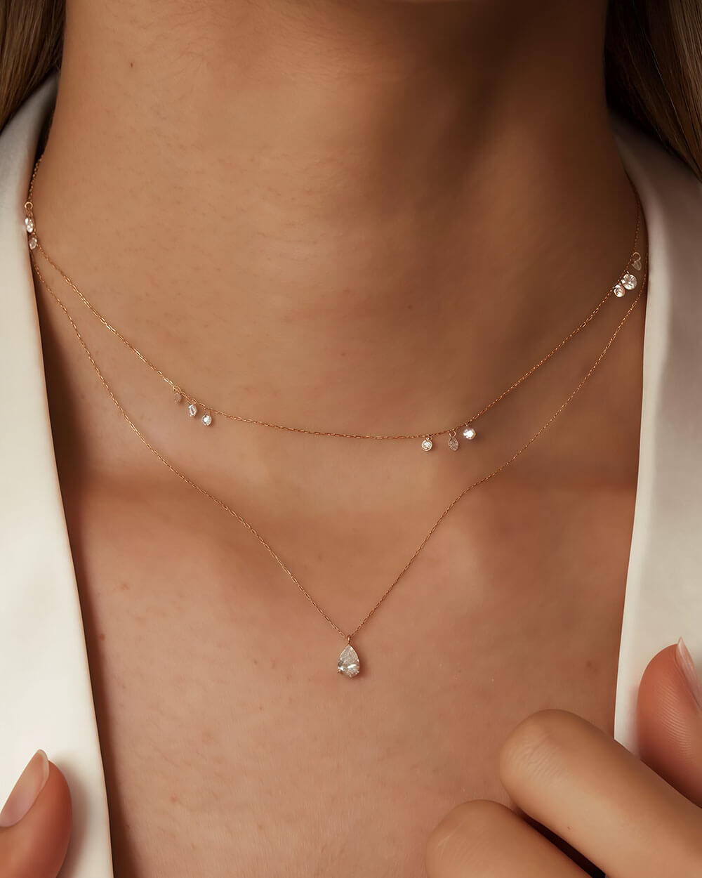 Halo Drift – Twelve Diamond Drilled Necklace