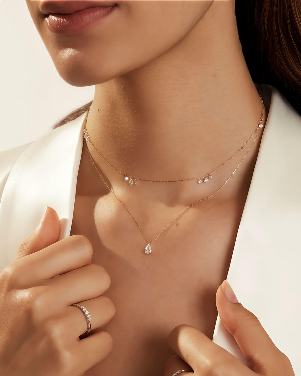 Halo Drift – Twelve Diamond Drilled Necklace