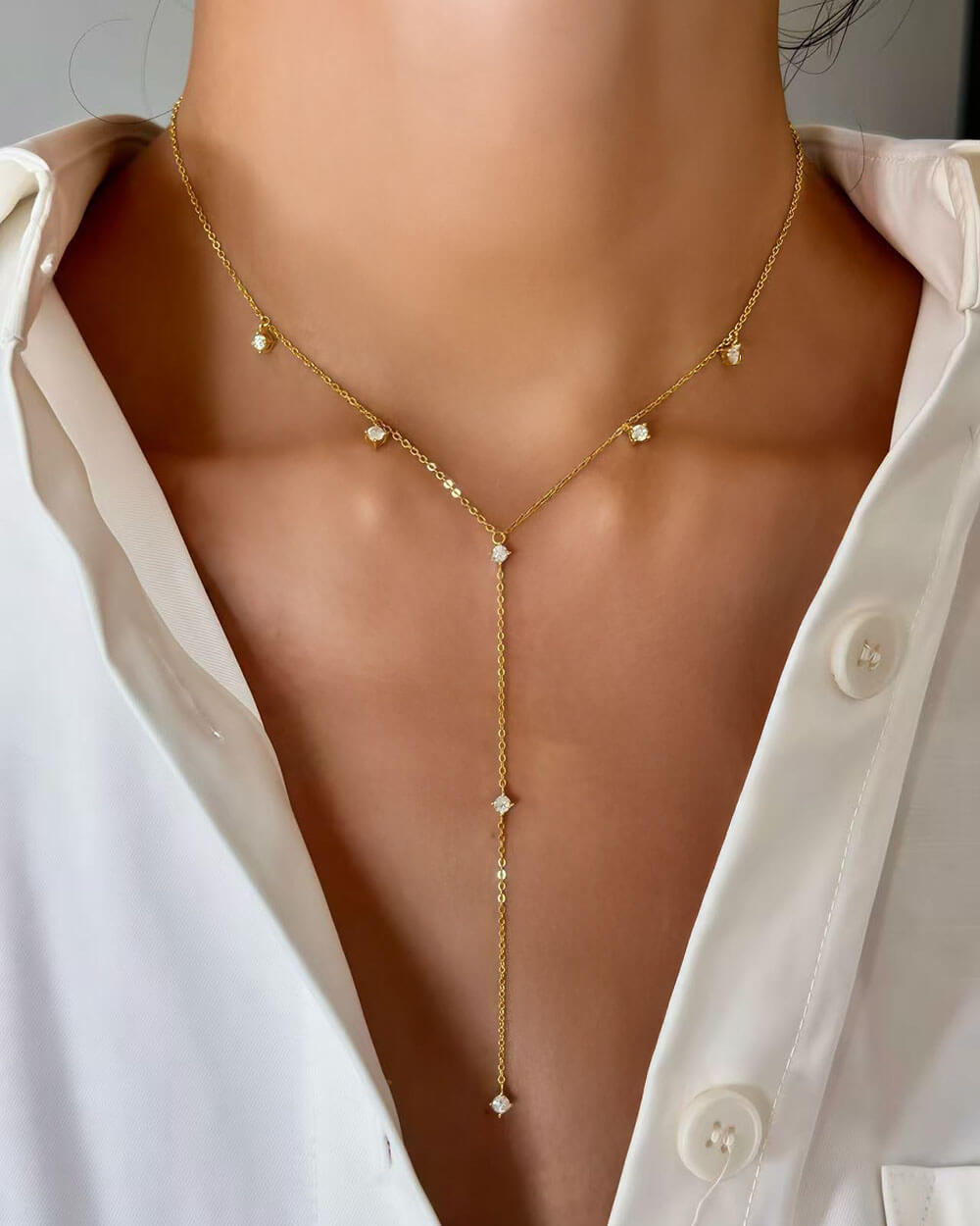 Celeste Drop - Y Diamond Necklace