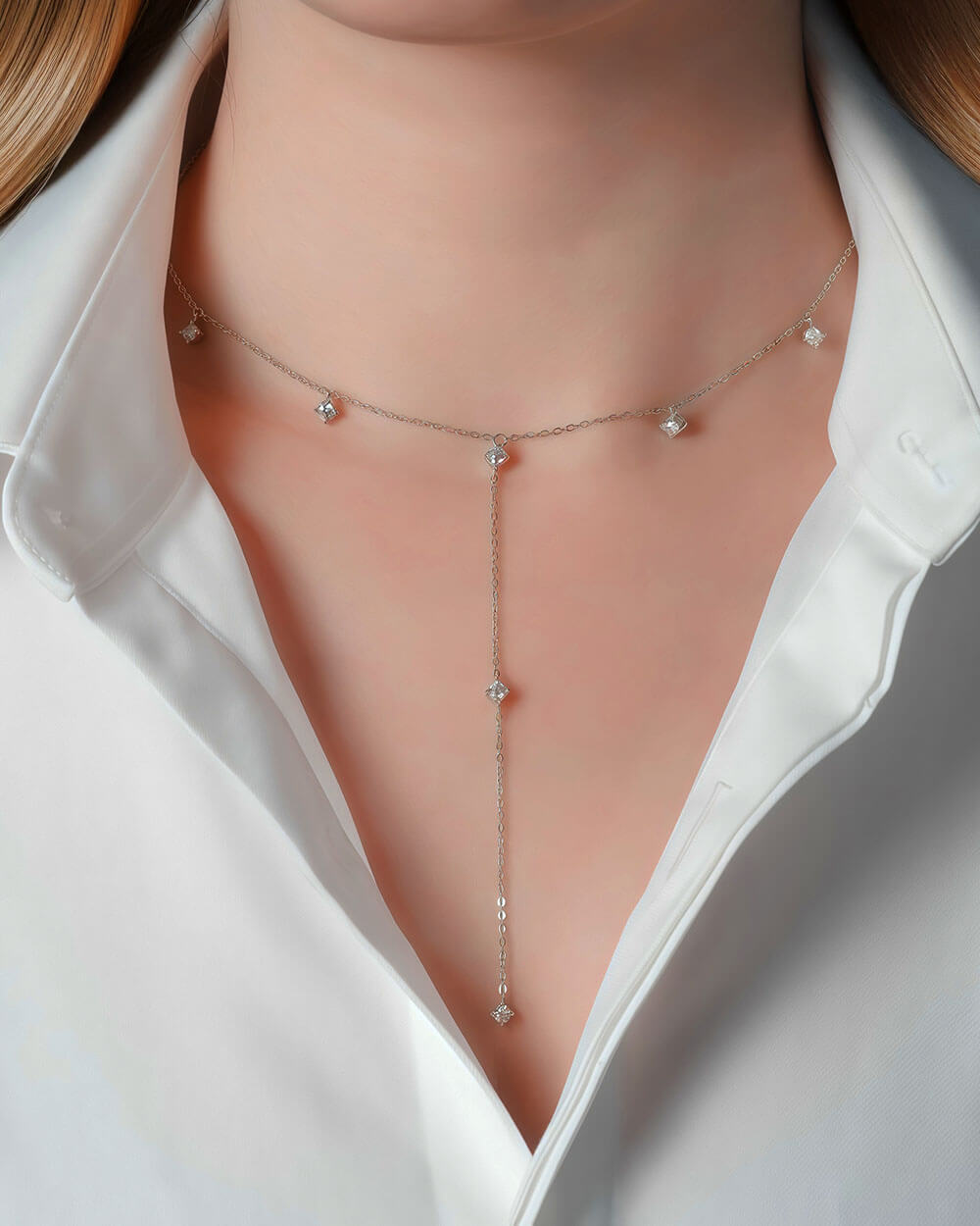 Celeste Drop - Y Diamond Necklace