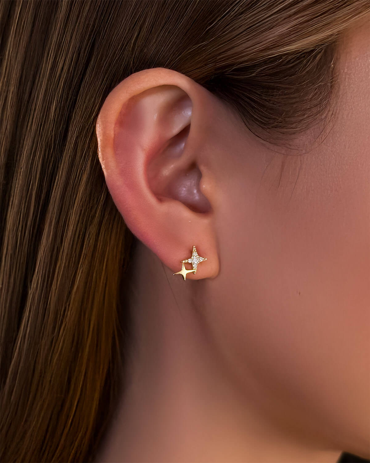 Celeste Duo-Star Stud Earrings-Opreshyne
