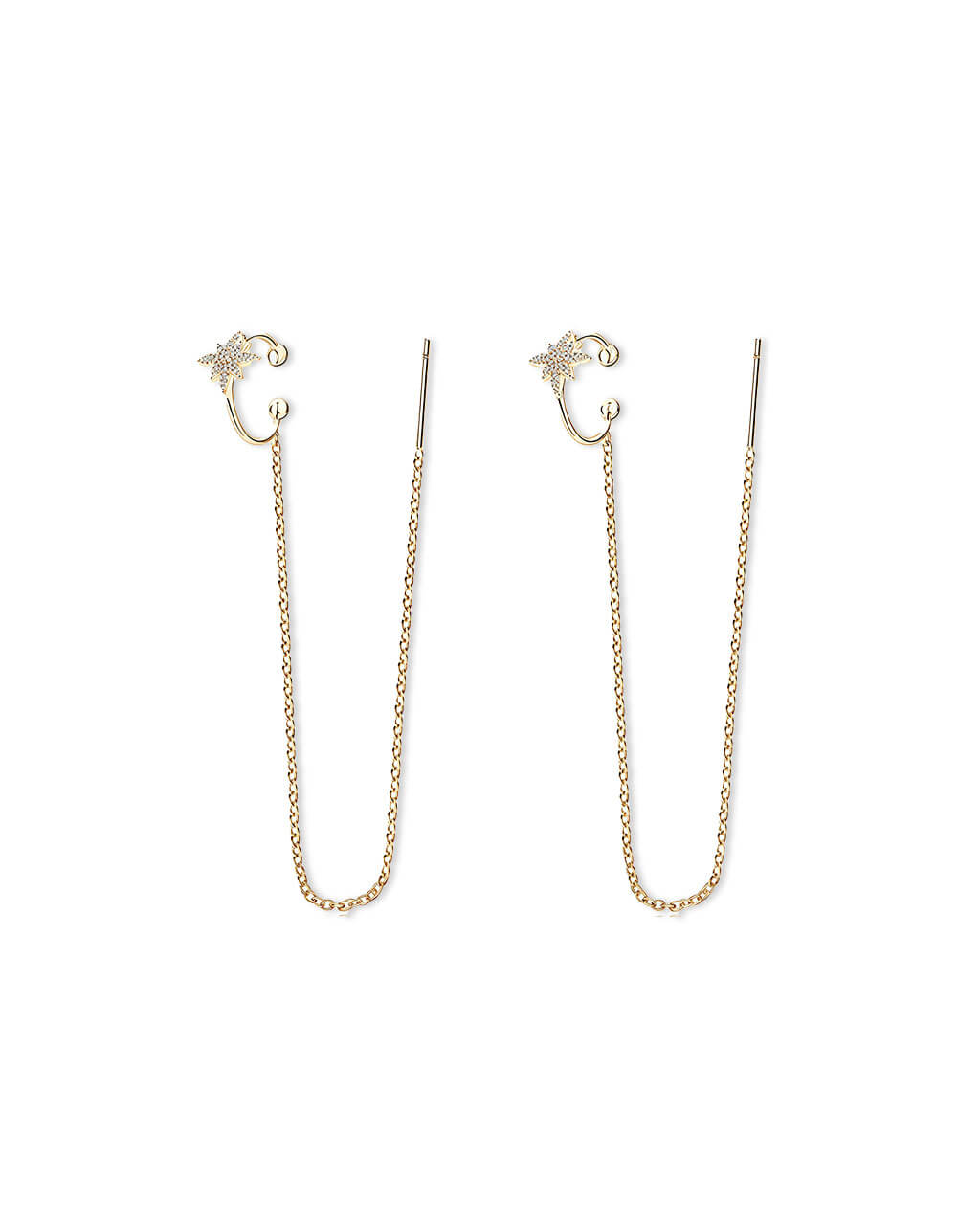 Celestial Drift-Star Through Chain  Ear Cuff-Opreshyne