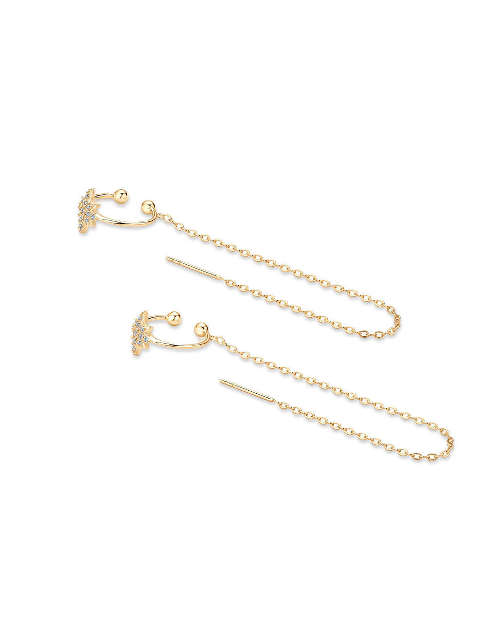 Celestial Drift-Star Through Chain  Ear Cuff-Opreshyne