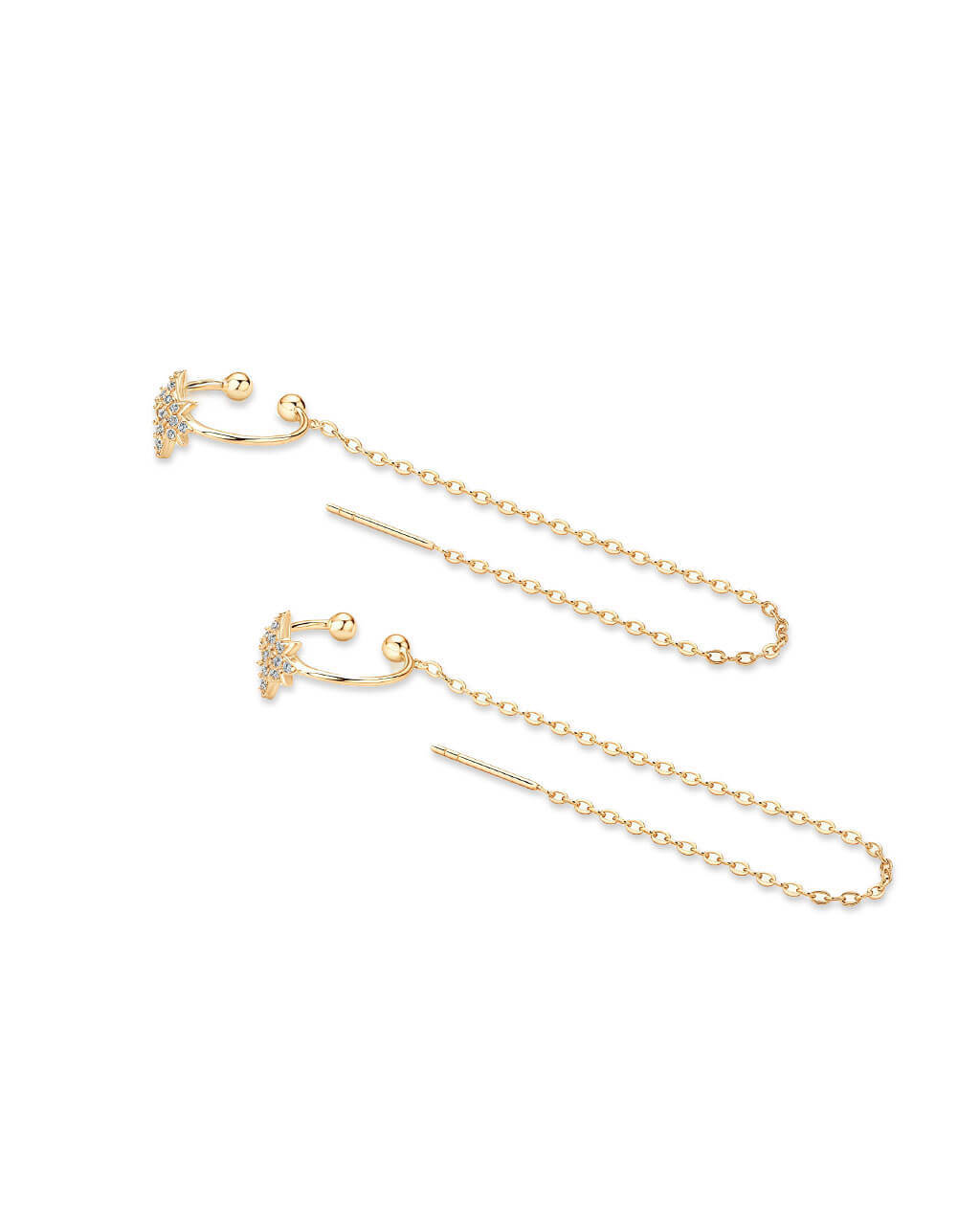 Celestial Drift-Star Through Chain  Ear Cuff-Opreshyne