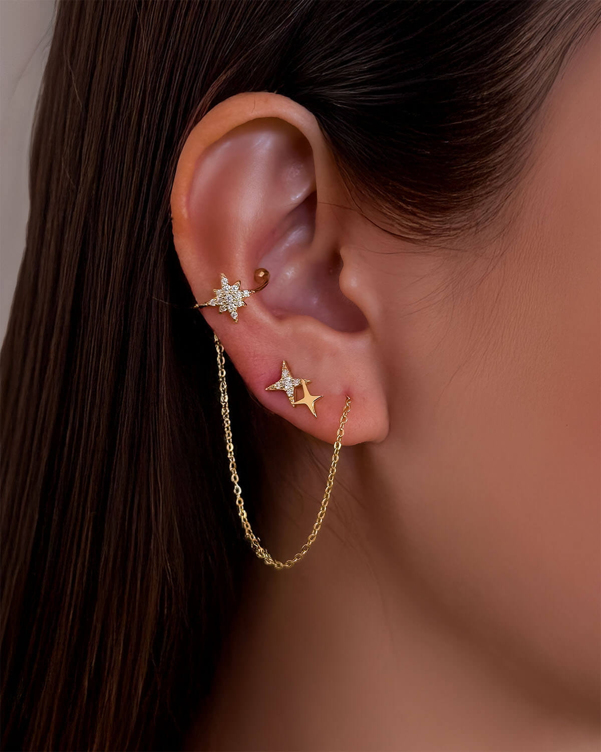 Celeste Duo-Star Stud Earrings-Opreshyne