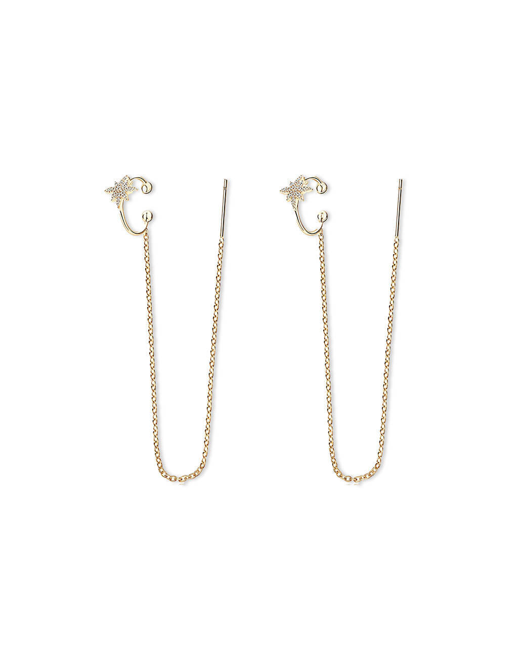 Celestial Drift-Star Through Chain  Ear Cuff-Opreshyne