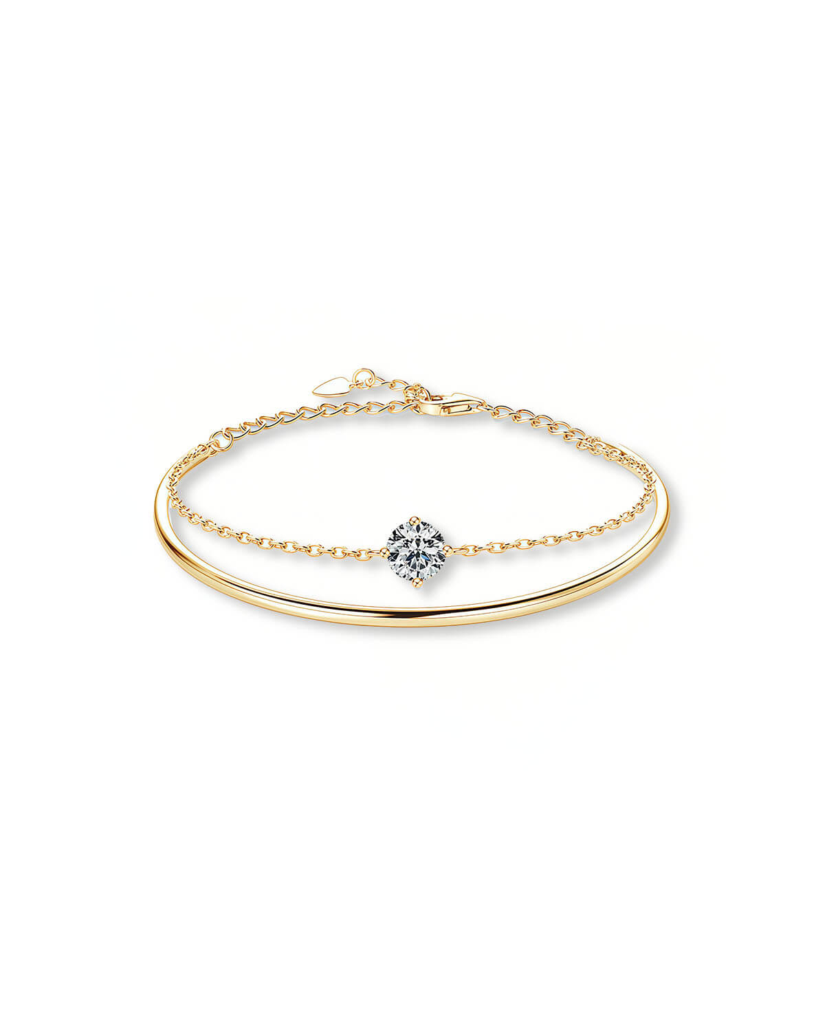 Diamond Bracelets For Women | Double Layer 14K Gold Bracelet With Single Stone