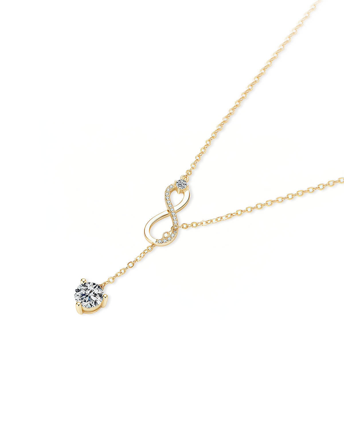 Diamond On A Necklace | 14K Gold Infinity Pendant Long Chain