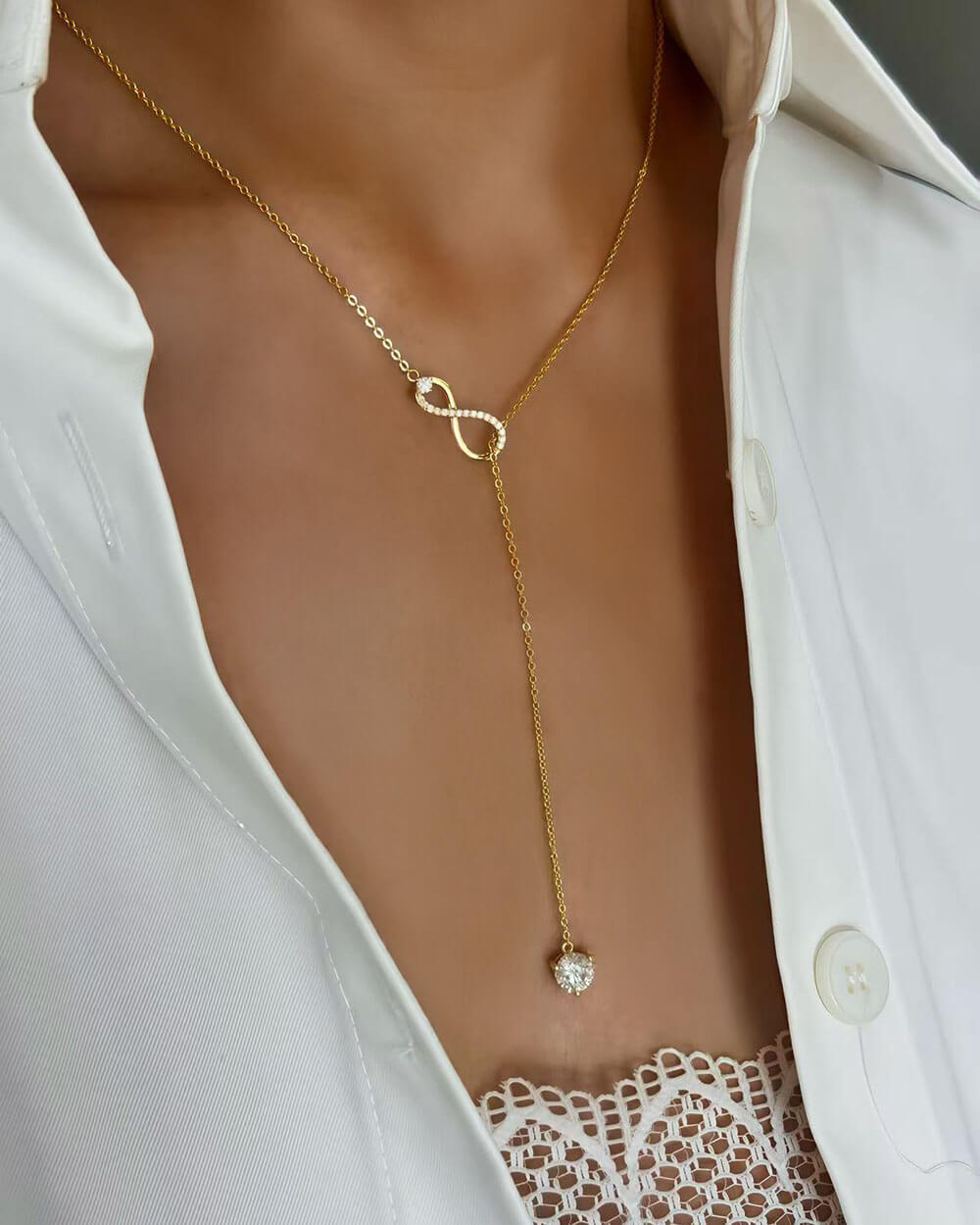 Infinity Glow – Long Pendant Necklace