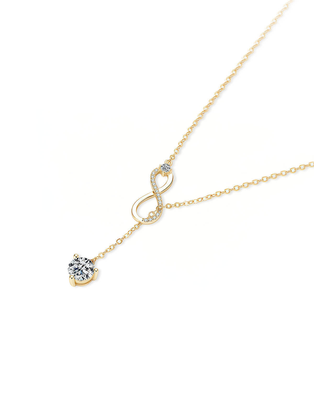Diamond On A Necklace | 14K Gold Infinity Pendant Long Chain