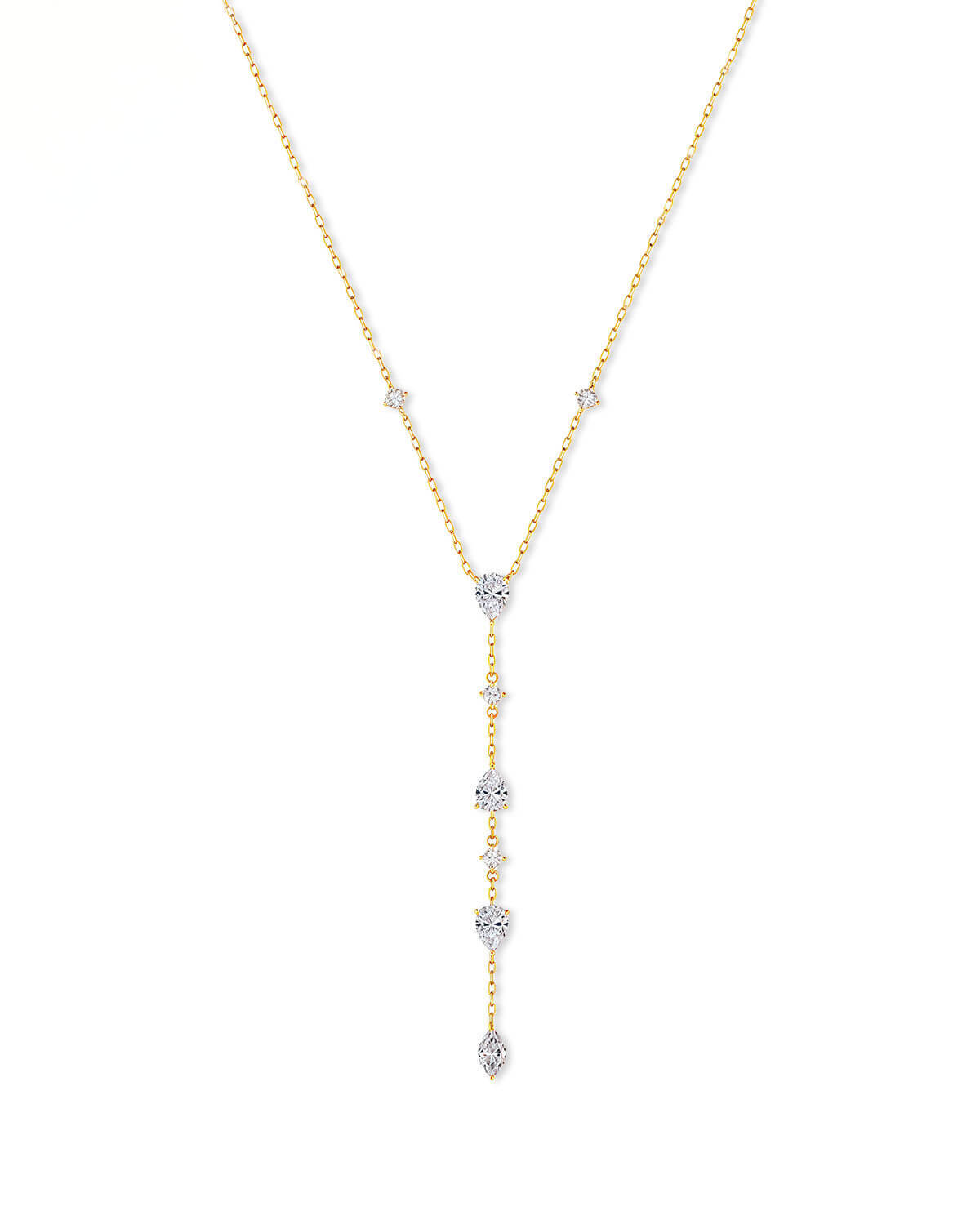 Diamond Pendant Necklace | Pear & Marquise Drop Necklace in 14K Gold