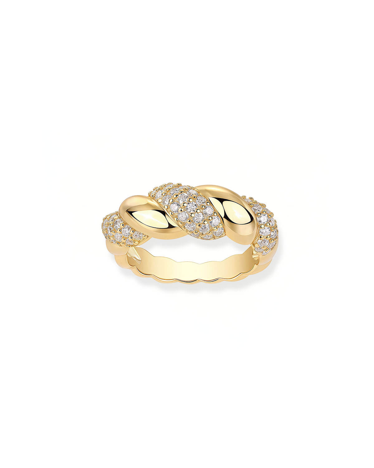Diamond Ring Gold Ring | Twisted Pavé Statement Design