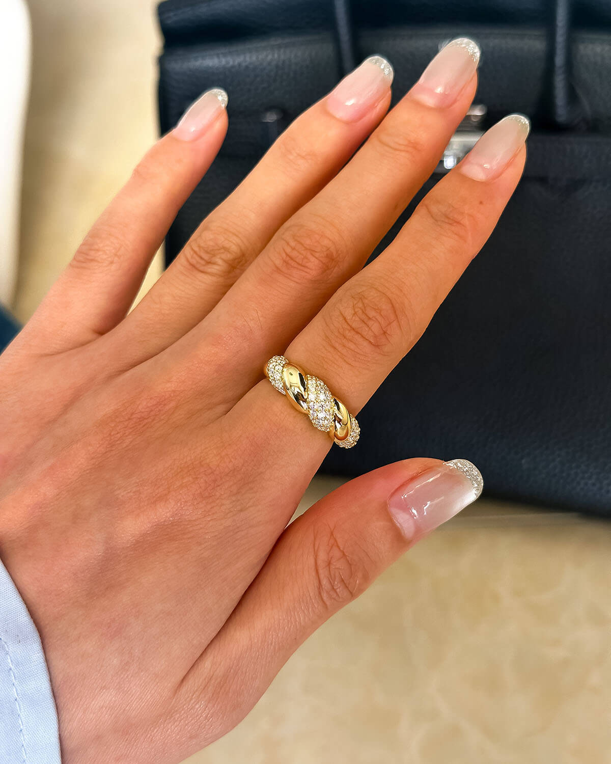 Luxe Twist – Diamond Ring Gold Ring