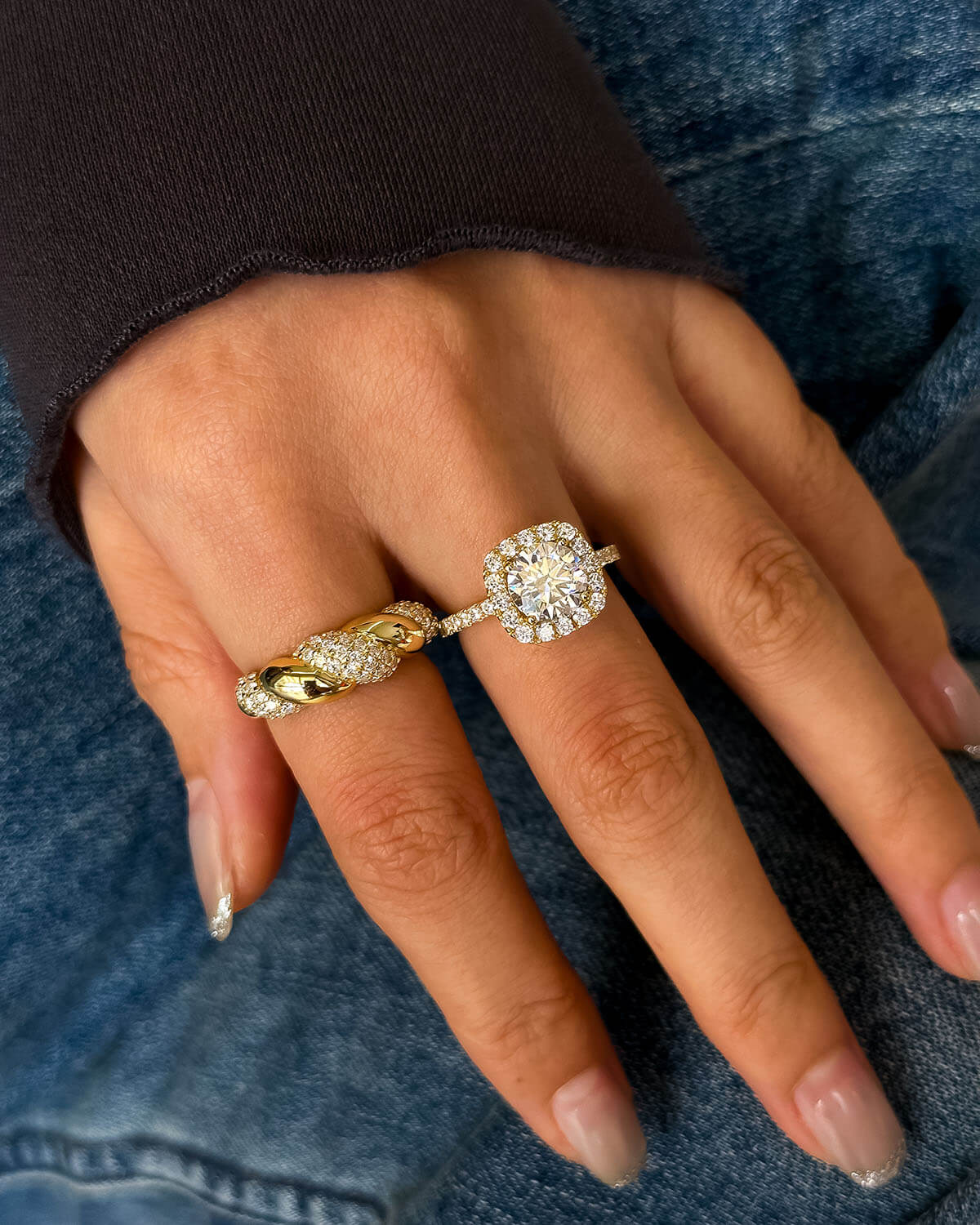 Luxe Twist – Diamond Ring Gold Ring