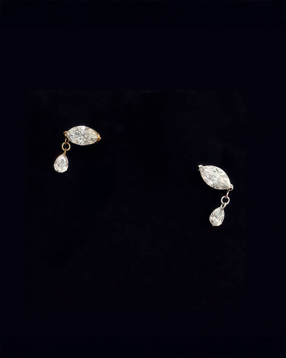 Serein Drop – Marquise Diamond Stud Earrings with Pear Dangle