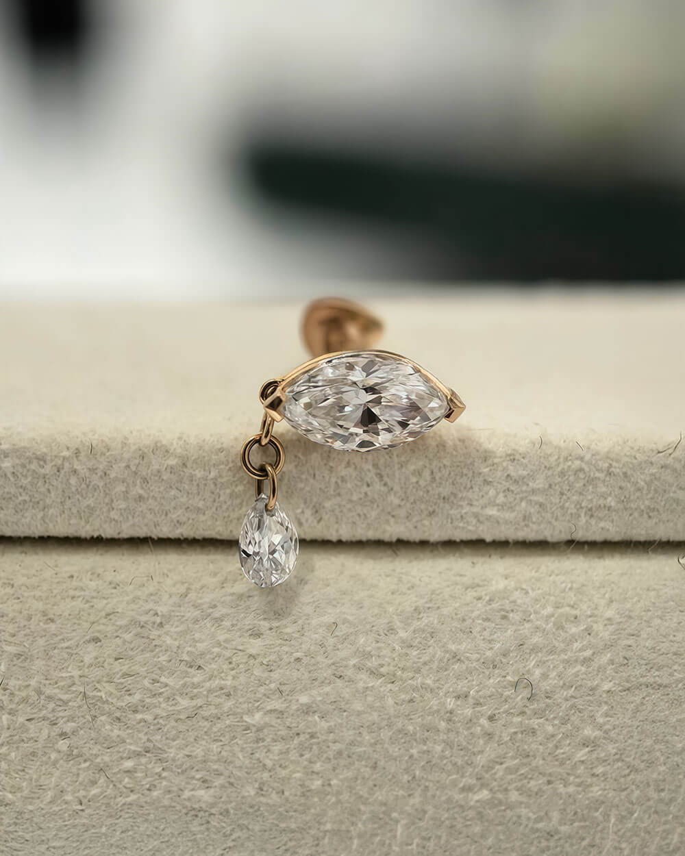 Serein Drop – Marquise Diamond Stud Earrings with Pear Dangle