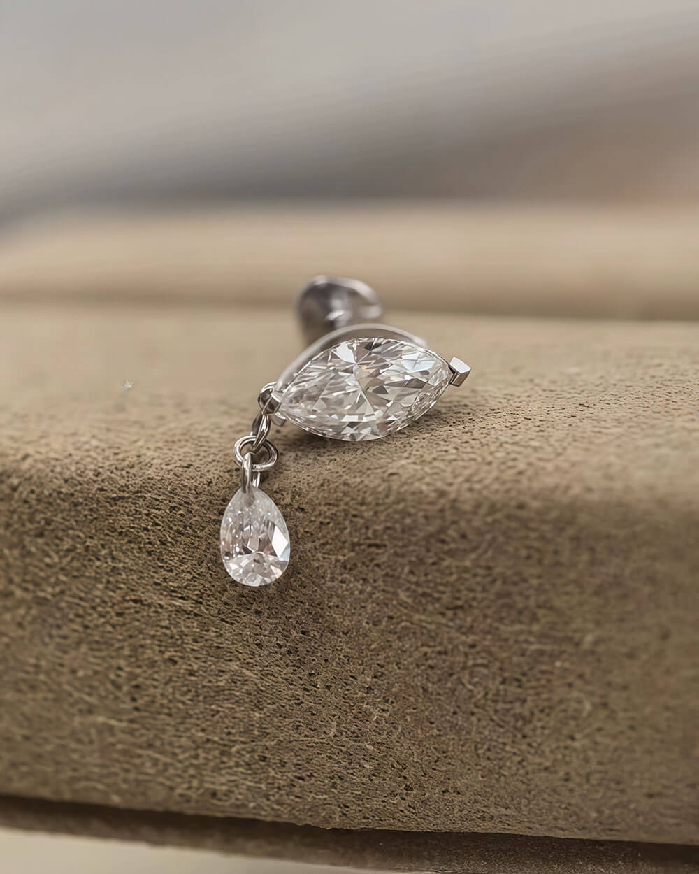 Serein Drop – Marquise Diamond Stud Earrings with Pear Dangle