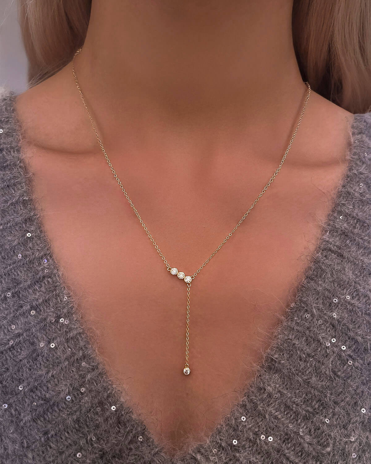 Ember Breeze Quadra - Moissanite Drop Necklace-Opreshyne