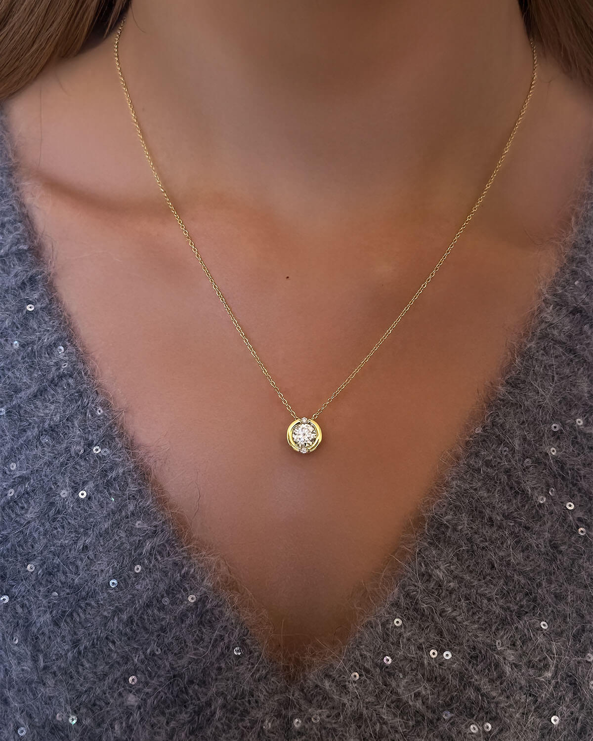 Celestial Halo - 1ct Diamond Necklace-Opreshyne