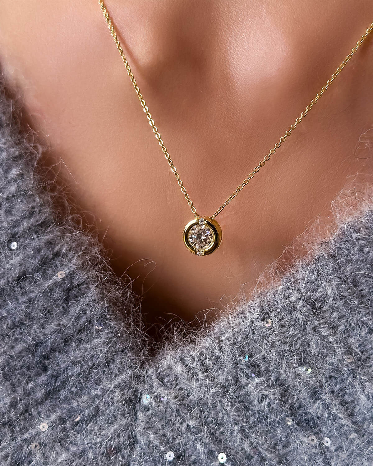 Celestial Halo - 1ct Diamond Necklace-Opreshyne