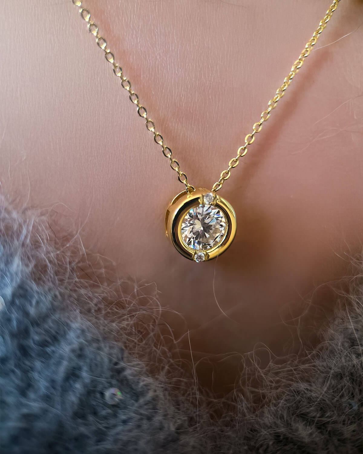 Celestial Halo - 1ct Diamond Necklace-Opreshyne