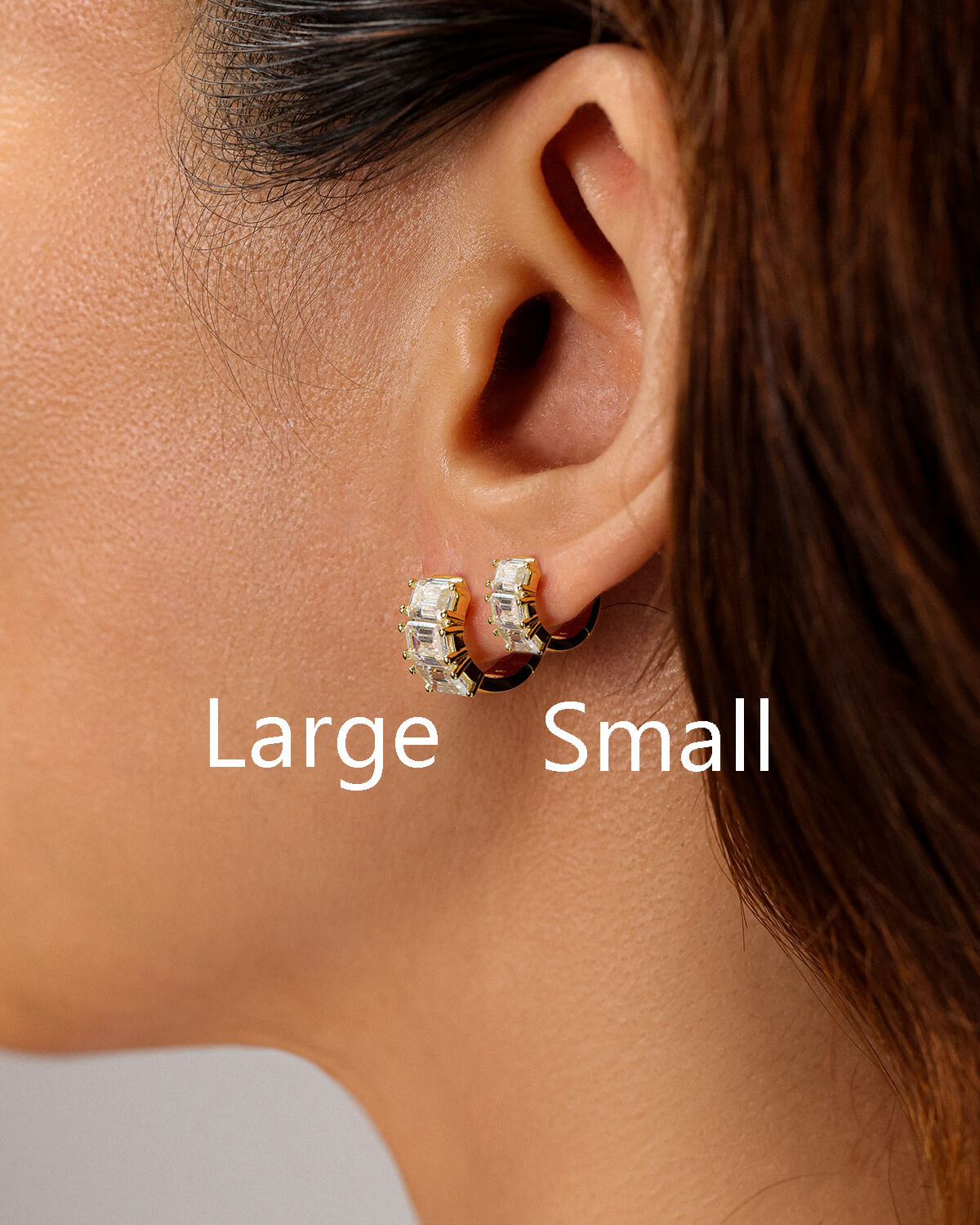 Aurelia Emerald Trio Diamond Huggie Earrings