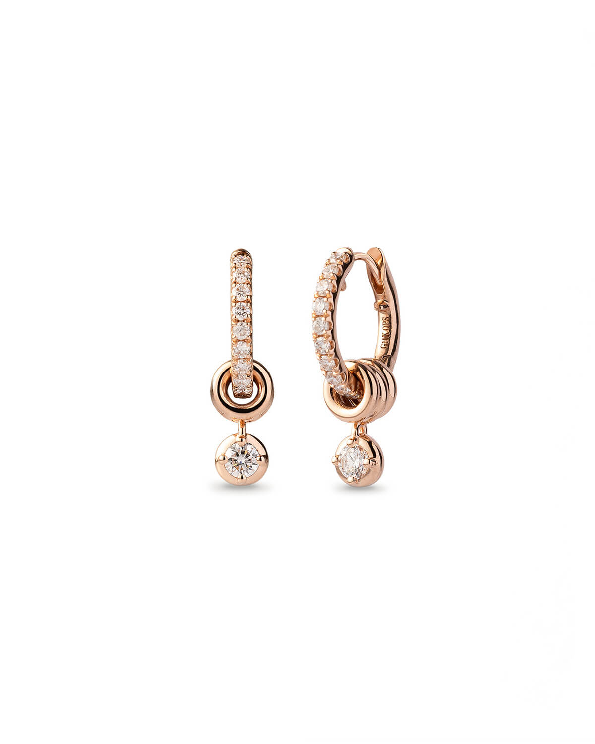 Orlisse Triple Loop Diamond Drop Huggie Earrings